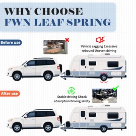 FWN Trailer Leaf Spring, 4 Leaf 2000lb Trailer Axle Springs, 26"L, 1.75" Width, 4.25" Free Open of Trailer Leaf Springs, FWN 791-1060 Trailer Axle Leaf Spring