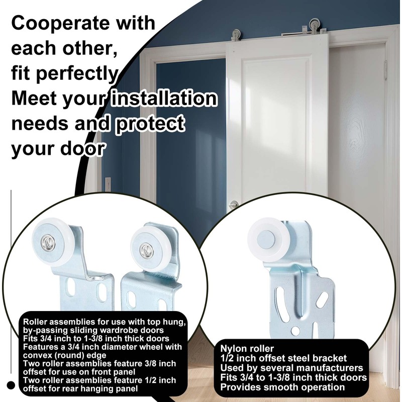 Blulu 12 Pcs Sliding Closet Door Roller Kit Wardrobe Door