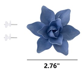 AMERRY Magnolia, 2.76" Ceramic Flower Wall Art, Artificial Flower Wall Sculpture, 3D Hanging Porcelain Flowers, Wall Mounted Relief, Realistic Style, 1 Count, Blue