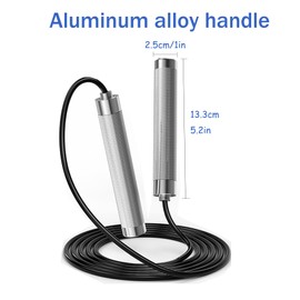 SCHUMAOYI Jump Rope, Aluminium Handles with Textured Grip, Adjustable Steel Cable, suitable for sports and exercise (Silver)
