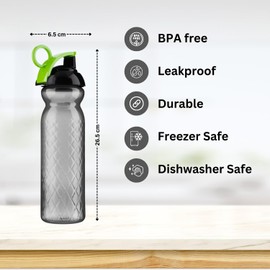 Homeshopa Sports Water Bottle, 680ml Non-Toxic BPA Free Flip Top Lid Plastic Bottle, Durable Leak Proof Drinking Bottle For Running, Gym, Fitness, Yoga, Outdoors and Camping (Green Ring Clip)