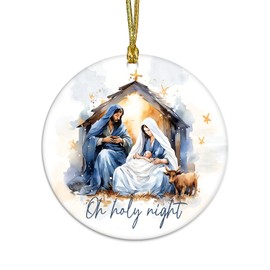Holiday Ornaments 2024 | Nativity and Religious Ornament, Winter Scene Holiday Decor, Christian Ornament, Oh Holy Night, Silent Night Holy Night, Christian Ornament (Jesus Baby)