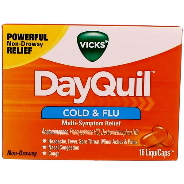 Vicks Vicks Dayquil Liquicaps, 16 Each (Pack of 2)