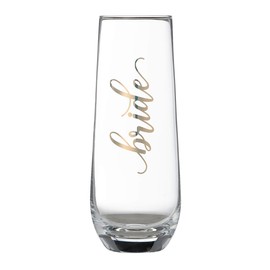 Lillian Rose Gold "Bride" Stemless Champagne Glass