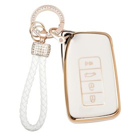 WSAuto Key Fob Cover Keychain Kit Compatible with Lexus RX is ES GS LS NX RS GX LX RC LC Accessories White