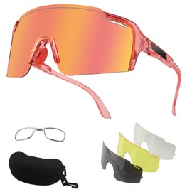 FOCUHUNTER Polarized Sports Sunglasses for Men Women, UV400 Cycling Eyewear for Baseball Running Cycling Glasses 4 Lenses