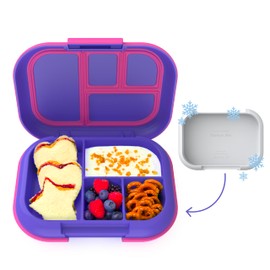 Bentgo Kids Chill - Fiambrera a prueba de fugas, incluye bolsa de hielo reutilizable que mantiene la comida fría; contenedor de almuerzo bento de 4 compartimentos; apto para microondas y lavaplatos; 2