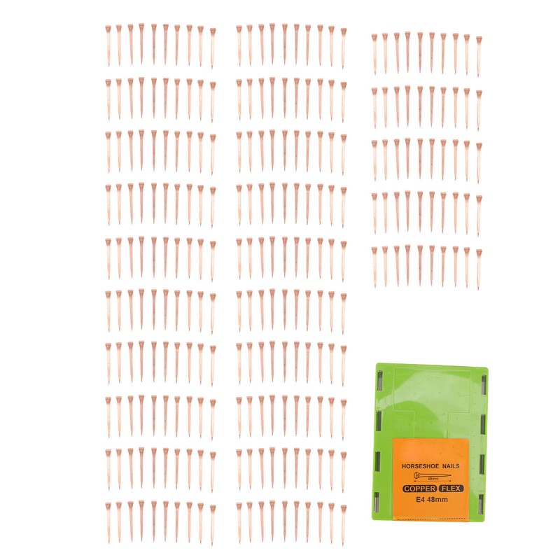 250Pcs Horseshoe Nails Copper Plating Shoeing Nails with Plastic Box