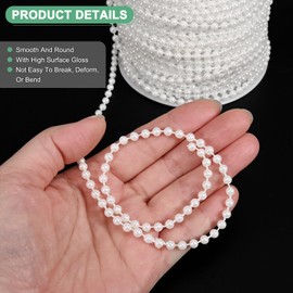M METERXITY 44 Yards Pearl Beaded Chain Trim 4mm Pearl Beads Beaded Garland Artificial Pearls String Beads Chain for DIY Crafts/Bouquet/Christmas/Wedding/Party [White]