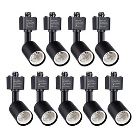 mirrea H Type Track Lighting Head to E26 Medium Screw Base Adapter Light Direction Adjustable Pack of 9 (Black)