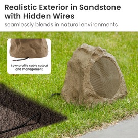 Theater Solutions 4R6S Outdoor Sandstone 6.5" Rock 4 Speaker Set for Deck Pool Spa Yard Garden