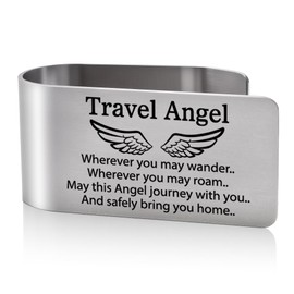 LAGZDFC Travel Angel Wherever You May Wander Visor Clip for Cars, Travel Angel Gifts for New Driver, Traveler's Prayer Car Visor Clip for Men Women, Ideal for Safe Journey and Protection for Friends