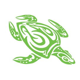 Sea Turtle Tribal Water Monster Vinyl Window Decal Sticker Honu Lime Green