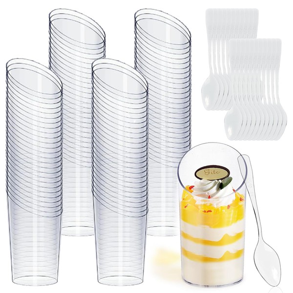 2.5OzDessertCups-100set Voittozege 100 Pack 2.5oz Mini Dessert Shooter Cups with