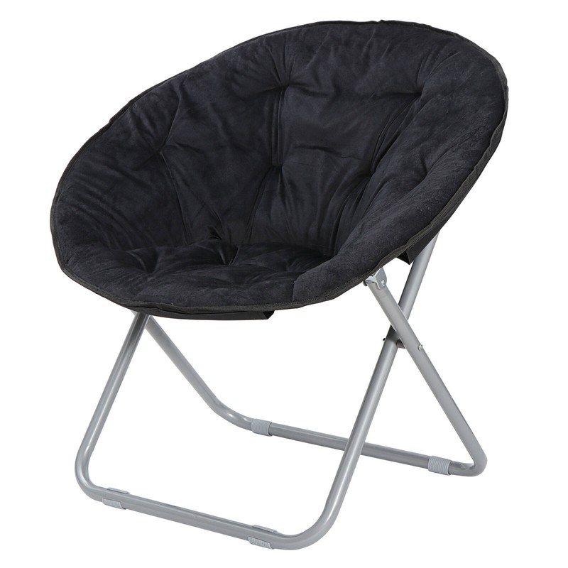 SEGAWE Foldable Oversized Soft Faux Fur Saucer Moon Chair Metal