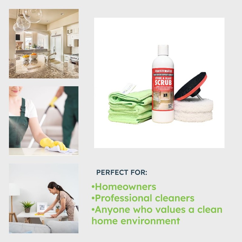 Hard Water Deposit Remover KIT - Scrub Deep Cleans Granite