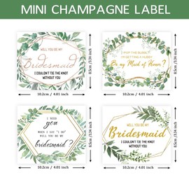 SUPERDANT Will You Be My Bridesmaid Wine Labels for Bottles 10 Sets of 4 Styles Wedding Labels Wine Bottle Label Stickers Champagne Labels for Bridal Bachelorette Party Champagne Tags