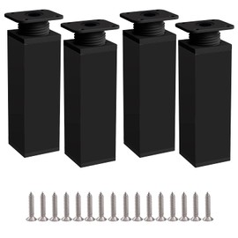 Rusoz Black Legs for Furniture, 4 Pcs Adjustable Cabinet Legs 150mm Adjustable Height 0-20mm Aluminum Alloy Table Legs for Desk,Sofa and DIY Furniture