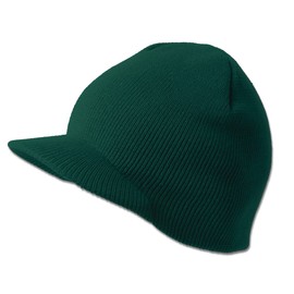 TOP HEADWEAR Solid Cuffless Beanie Visor - Forest Green