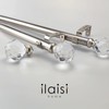 ILAISIHOME Luxury Silver Decorative Single Curtain Rod Set with Crystal-clear