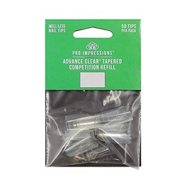 Pro Impressions Advance Clear Tapered Competition 50 Nail Tips, Size 10