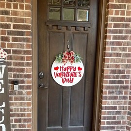 Valentine's Day Wooden Door Sign Valentines Day Decorations Door Hanging Sign Wreath Front Door Decoration for Valentines Day Tree, Door, Wall, Party Supplies (#A Valentine's Day)