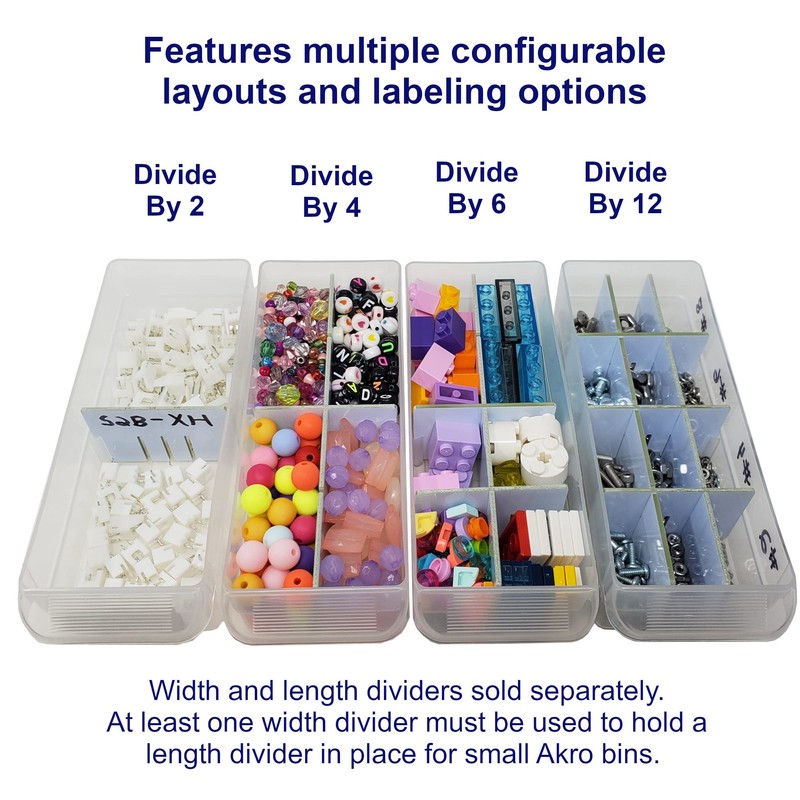 (6-Pack) Akro-Mils Storage Bins Compatible, Small Drawer Configurable Length Dividers