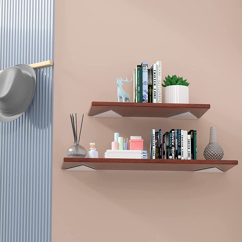 Pack of 2 Floating Shelf Brackets, Shelf Brackets Triangle White,