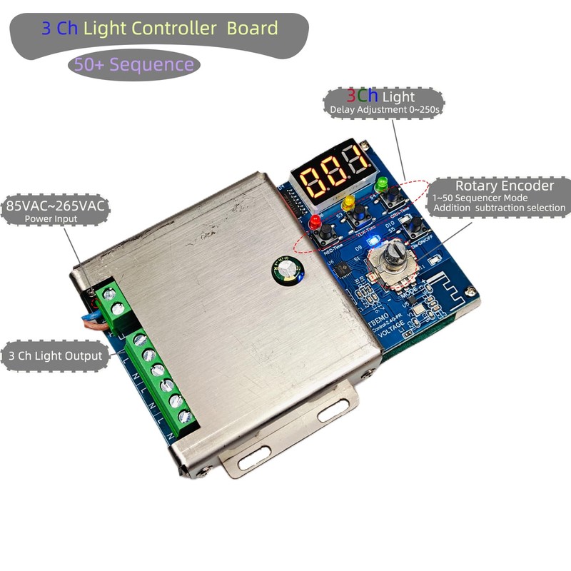 Remote 3 Channel Light Cycle Controller Sequencer with 50+ Modes