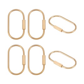 UNICRAFTALE 6Pcs Oval Keychains Holder Gold Screw Lock Clip Metal Key Ring for Men Women Keychain Hook Holder Durable Simple Carabiner Keychains Clip for Car Keys Handbag Purse