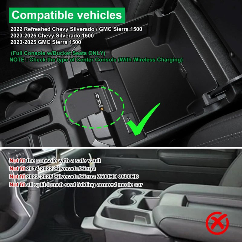 Wexyldra Center Console Organizer for 23-25 Chevy Silverado & GMC