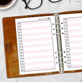 A5 Check It Off! Checklist Planner Insert Refill, 5.83″ x 8.27″, Fits 6-Ring Binders, Your Choice of Quantity (Bubblegum)