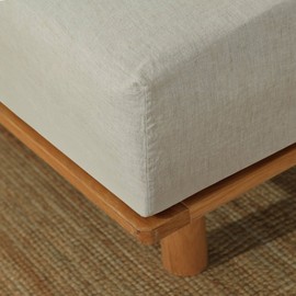 King Linens 100% Linen Fitted Sheet Stone Washed Solid Color - (1 Piece) 14 inch Deep Pocket Mattress Cover Soft Natural Breathable Farmhouse - Linen, Queen Size