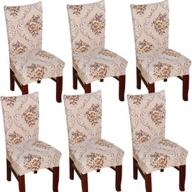 TEERFU Dining Room Chair Covers Slipcovers Set of 6, Stretch Removable Washable Dining Chair Protector Decoration Cover Seat Slipcover for Hotel,Ceremony,Banquet,Kitchen,Restaurant,Home