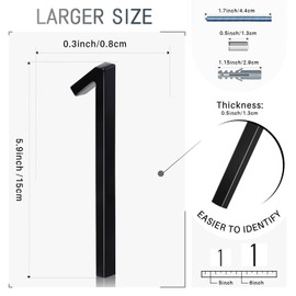 VONDERSO 6 Inch Floating House Numbers for Outside,Modern Black Metal Address Number 1,Durable Weather-Resistant Powder Coated Finish,No Fading(Glossy Black)
