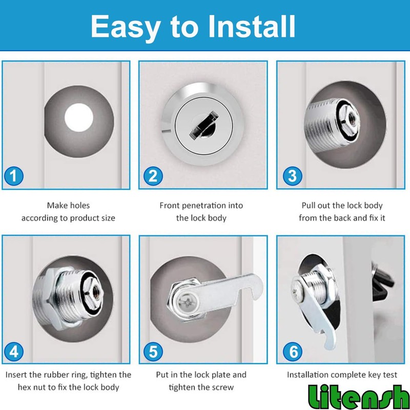 Litensh 30mm Security Mailbox Lock, Letter Post Box Lock, Cabinet