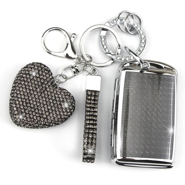 YIKECASE Key Fob Cover with Diamond Keychain for Women, Car