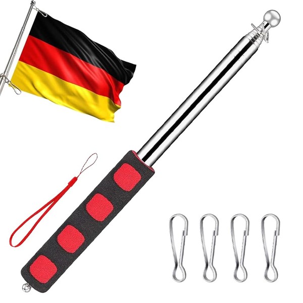 Bhogmeg 2 M/6.56 Ft Telescopic Handheld Flagpoles Stainless Steel Handheld