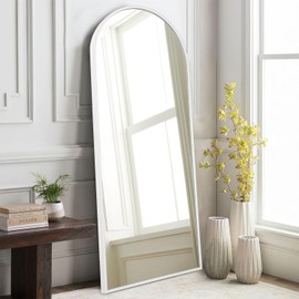 HLFMVWE White 48"x16" Arched Full Length Mirror, Large Bathroom Wall Mirror Metal Aluminum Frame Modern Simple Home Decor for Living Room Bedroom Cloakroom