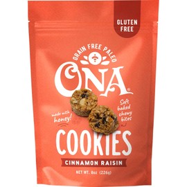 Ona Cinnamon Raisin Cookies 4-pack, Ready to eat, Gluten free, Grain free, Dairy free, Paleo, Made with Honey