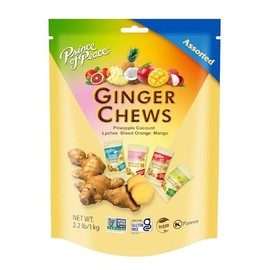 Prince of Peace Ginger Chews Assorted Flavors, 2.2 lb. (Mango, Blood Orange, Pineapple Coconut, Lychee) Candied Ginger – Candy Pack – Ginger Chews Candy - Gluten Free