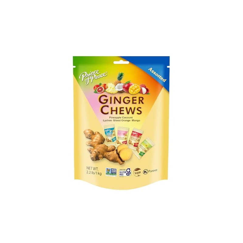 Prince of Peace Ginger Chews Assorted Flavors, 2.2 lb. (Mango,