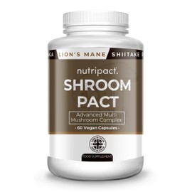 Multi Mushroom Complex by Nutripact - Contains Lions Mane, Reishi, Chaga Mushroom Powder, Shitake, Cordyceps & Maitake - High Strength Vegan Supplement - 60 Capsules - Shroompact