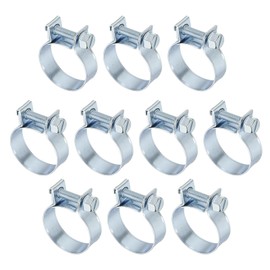 PATIKIL 10 Pcs 22-24mm Mini Fuel Injection Hose Clamps Zinc Plated Adjustable Clamp