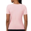 OVIYEGAIN Pink V-Neck Compression T Shirts for Women,Basic Casual Yoga