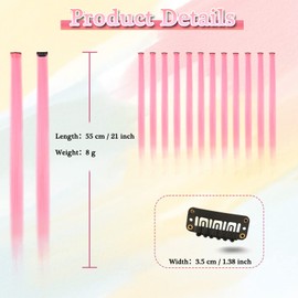 BARSDAR Pink Hair Extensions Clip in - Colored Hair Extension for Women, 22'' 12 PCs Colorful Hair Extensions Straight Synthetic Clip in Hairpieces Christmas Halloween Hair - Pink