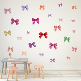 Trendy Colorful Bow Wall Stickers Multiple Colors Bow Knot Wall Decals for Girls Party Home Bedroom Nursery Room Wall Decor