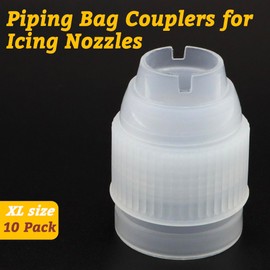 LUTQ 10 Pack Piping Bag Couplers for Icing Nozzles, XLarge Couplers for Piping Bags, Transparent - XLarge Sized