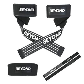 Beyond Shakers Lifting Straps for Weightlifting Deadlifts Bodybuilding Heavy Wrist Support with Gel Grips Neoprene Cotton in Black