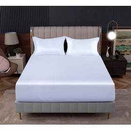 Fitted Sheet Extra Deep Pocket 16 inch (40cm) Bedding Easy Care Soft Brushed Microfibre Fabric Shrinkage and Fade Resistant Non Iron Bottom Fitted Sheet (White, Single)